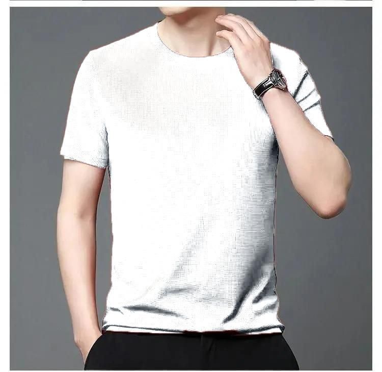 Polyester Stretchable Solid Half Sleeves Men's Round Neck T-Shirt (Pack Of 5) 🔥