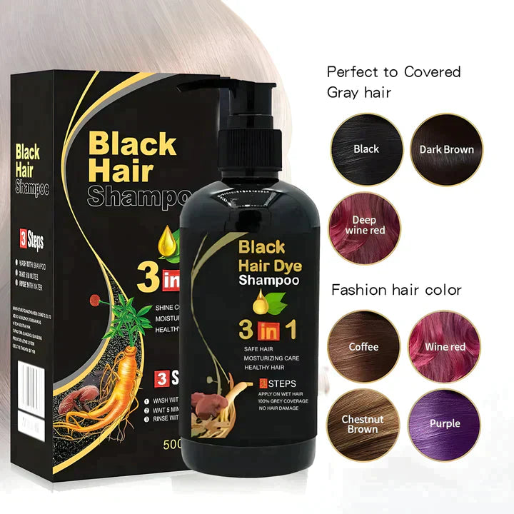 3-IN-1 BLACK HAIR DYE SHAMPOO (BUY 1 GET 1 FREE)